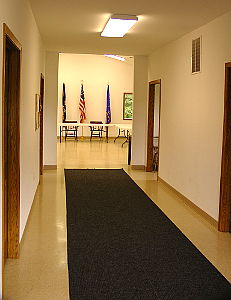 Inside the entry of the Evergreen Town Hall
